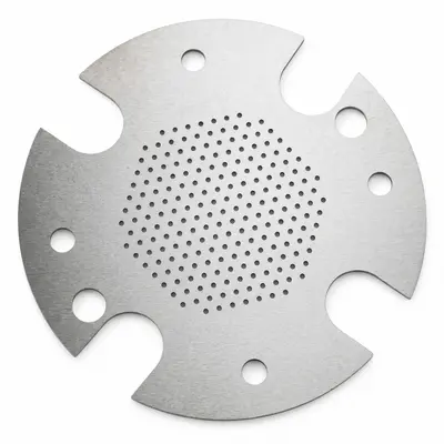 蚀刻圆孔阵列栅极 — 十字定位缺口设计